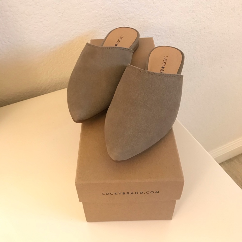 Lucky Brand Bareisha Leather Flat Slides